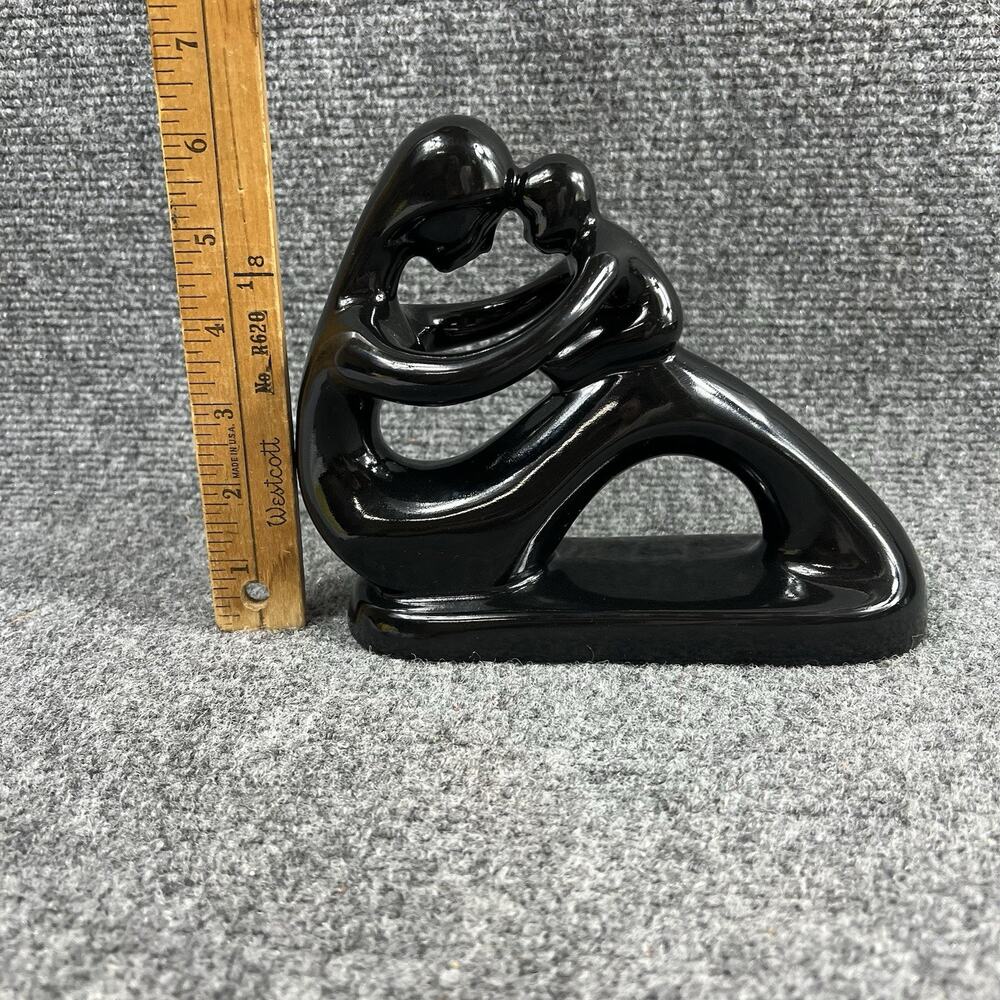 Vintage Mother Child Black Resin Sculpture Modern Art Figurine Made in Thailand - Picture 5 of 12